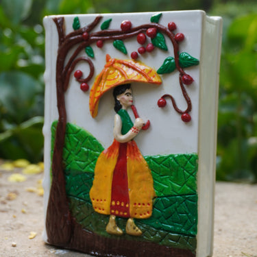 Book-Shaped Ceramic Flower Pot with Clay Art | Made with love by mother