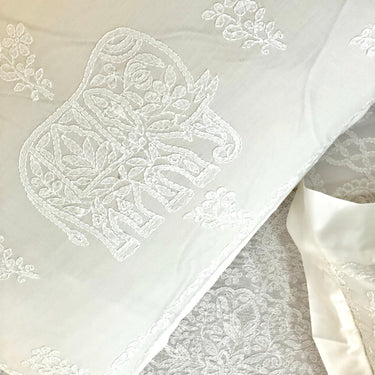 Imperial Elephant: Hand-Embroidered Chikankari 3-Piece Set closeup view