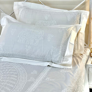 Imperial Elephant: Hand-Embroidered Chikankari 3-Piece Set creative view