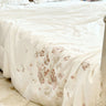 Ivory Blossom Comforter | Luxurious Embroidered Floral Comforter with Satin Finish focus view.