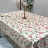 Ivory & Blush Embroidered Table Cover – Floral Lace overall view