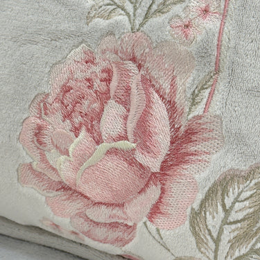 Ivory Floral Embroidered Warm Bedsheet Set closeup view