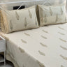 Ivory Gold Paisley Handblock 400TC Bedsheet| full view