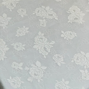Ivory Jacquard Rose Table Cover closeup view