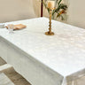 Ivory Jacquard Rose Table Cover overall view