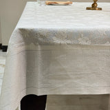 Ivory Jacquard Rose Table Cover side view