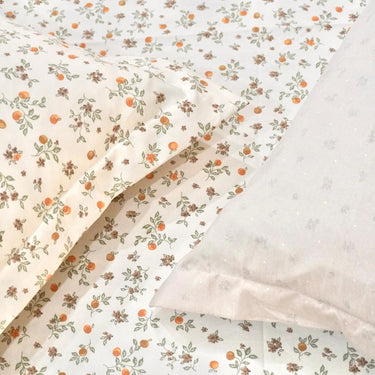 Ivory & Rust Micro Floral King Size Bedsheet Set (5 Pieces) with 4 Pillow Covers creative view