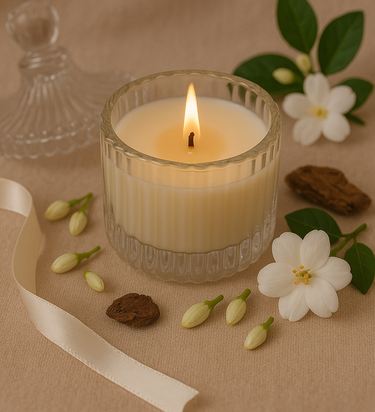 Jasmine Scented Soy Wax Candle | front view