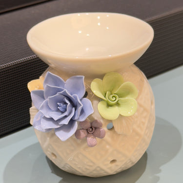 Lavender Floral Ceramic Aroma Diffuser – Handcrafted Elegance for Your Home | front view