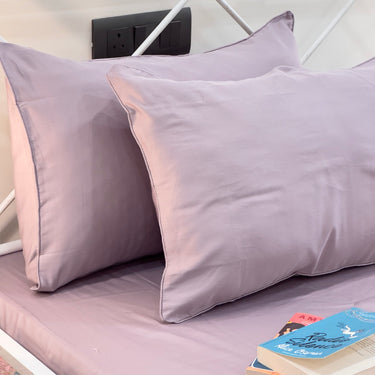 Lavender Solid 400TC Pure Cotton Bedsheet Set | pillow view