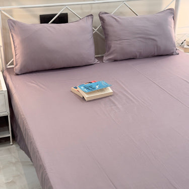 Lavender Solid 400TC Pure Cotton Bedsheet Set | side view