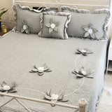Light Grey 3d Flower 4 Piece Bedcover Set | Side View
