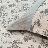 Light Grey Floral Soft Cotton Feel Double Bed Bedsheet Set with Lace Detailed Pillow Covers (250 x 270 cm) | focus view