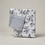 Light Grey Floral Soft Cotton Feel Double Bed Bedsheet Set with Lace Detailed Pillow Covers (250 x 270 cm) | studio front view
