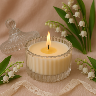 Lily of Valley Scented Soy Wax Candle | full view