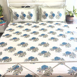 Lotus Handblock Print 400tc cotton bedsheet | Frontview