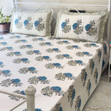 Lotus Handblock Print 400tc cotton bedsheet | overall View