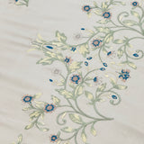 Luxury 400TC Embroidered Cotton Bedsheet Set | Cream with Pastel Florals | King Size | embroidery view