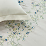 Luxury 400TC Embroidered Cotton Bedsheet Set | Cream with Pastel Florals | King Size | pillow view