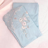Luxury Blue Floral Embroidered Bedsheet Set pillow view