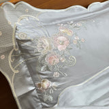 Luxury Gray Floral Embroidered Bedsheet Set Closeup view.