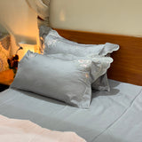 Luxury Gray Floral Embroidered Bedsheet Set Focus view.