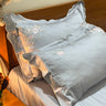 Luxury Gray Floral Embroidered Bedsheet Set Side view.