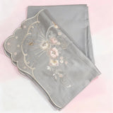 Luxury Gray Floral Embroidered Bedsheet Set pillow view.