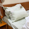 Luxury Pastel Green Floral Embroidered Bedsheet Set Focus view.