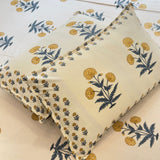 Marigold Bloom Handblocked Cotton Bedsheet | Aesthetic Shot 