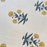 Marigold Bloom Handblocked Cotton Bedsheet | Close View