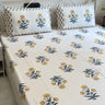 Marigold Bloom Handblocked Cotton Bedsheet | Overall View