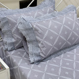 Mauve Leaf Pattern Double Lace 400TC Bedsheet | pillow focus view