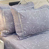 Mauve Leaf Swirl Double Lace 400TC Bedsheet | front view