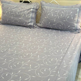 Mauve Leaf Swirl Double Lace 400TC Bedsheet | full view