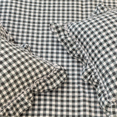 Midnight Cottage Picnic Ghingham Bedcover Set | Set of 5 | focus view