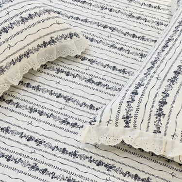 Midnight Soft Cotton Feel Double Bed Bedsheet Set with Lace Detailed Pillow Covers (250 x 270 cm) | close view