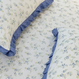 Milky Blue Soft Cotton Feel Double Bed Bedsheet Set with Lace Detailed Pillow Covers (250 x 270 cm) | focus view