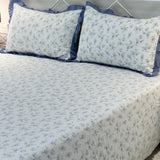 Milky Blue Soft Cotton Feel Double Bed Bedsheet Set with Lace Detailed Pillow Covers (250 x 270 cm) | full view