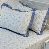 Milky Blue Soft Cotton Feel Double Bed Bedsheet Set with Lace Detailed Pillow Covers (250 x 270 cm) | pillow view