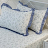 Milky Blue Soft Cotton Feel Double Bed Bedsheet Set with Lace Detailed Pillow Covers (250 x 270 cm) | pillow view