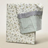 Minty Flora Soft Cotton Feel Double Bed Bedsheet Set with Lace Detailed Pillow Covers (250 x 270 cm)| studio front view