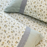 Minty Flora Soft Cotton Feel Double Bed Bedsheet Set with Lace Detailed Pillow Covers (250 x 270 cm)| top view