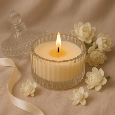 Mogra Scented Soy Wax Candle | full view