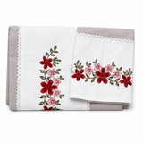 Mushroom Grey Embroidered Pure Cotton Linen Bedsheet | 110 X 110 front view