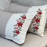 Mushroom Grey Embroidered Pure Cotton Linen Bedsheet | 110 X 110 side view