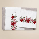 Mushroom Grey Embroidered Pure Cotton Linen Bedsheet | 110 X 110 | top studio view
