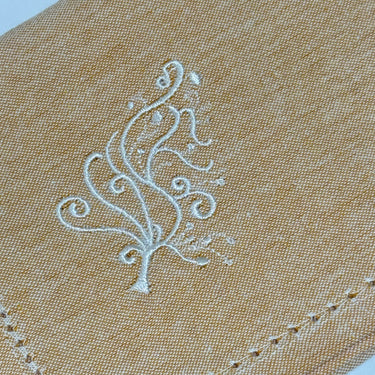 Mustard Yellow Embroidered Napkin Gift Set – Box of 6 closeup view