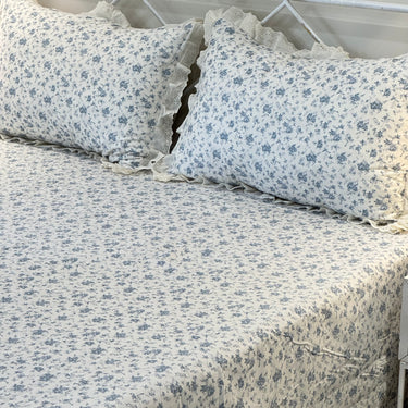 Neelbari Mist Print 400TC Cotton Bedsheet with brown lace | King Size | full view