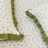 Olive Grove Soft Cotton Feel Double Bed Bedsheet Set with Lace Detailed Pillow Covers (250 x 270 cm) | focus view